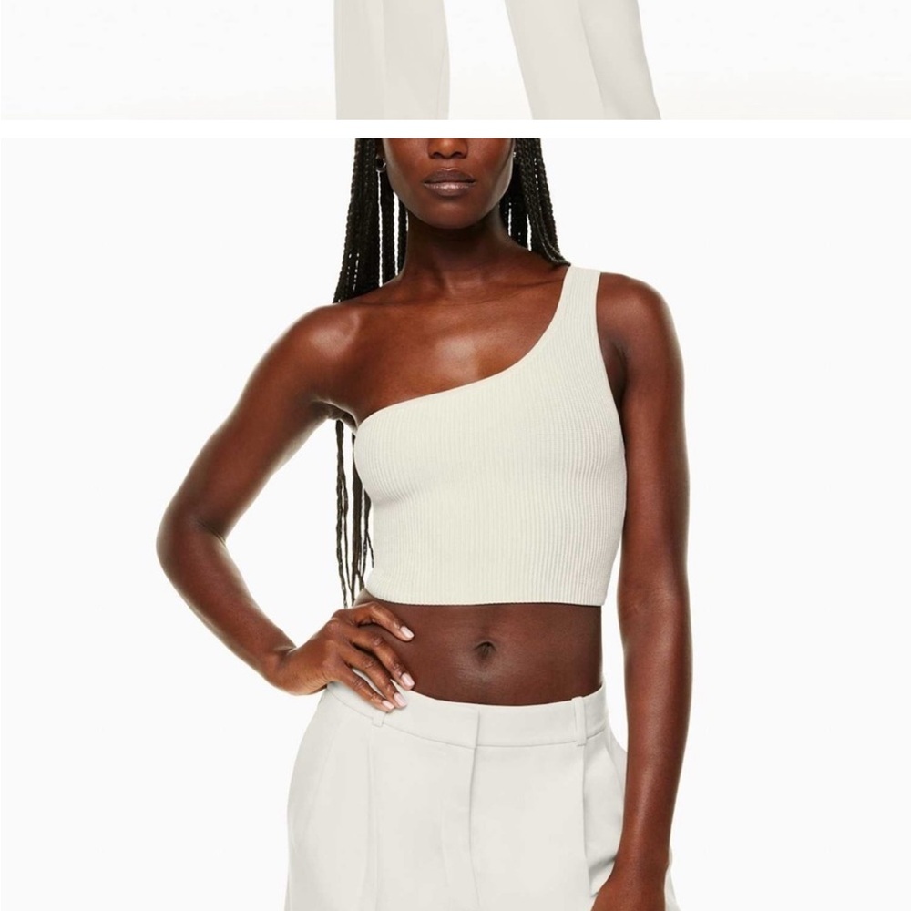 Aritzia Babaton sculpt knit one-shoulder cropped tank